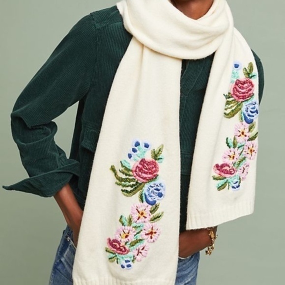 Danielle Kroll Bunches Of Bud Embroidered Scarf - Picture 10 of 10